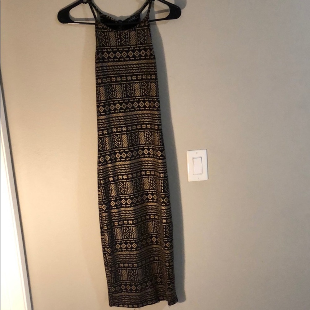 Black Dress with Gold Design